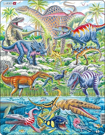Пазл Летающие, прыгающие и ныряющие динозавры 70 элементов 